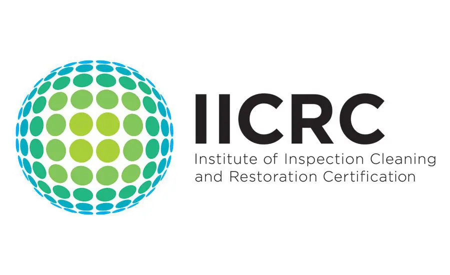 Logo of the Institute of Inspection Cleaning and Restoration Certification (IICRC), featuring a globe-like design with green and blue dots on the left and the organization's name to the right.