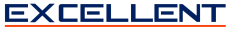 The image shows the word "EXCELLENT" in bold, dark blue uppercase letters with an orange line underneath.